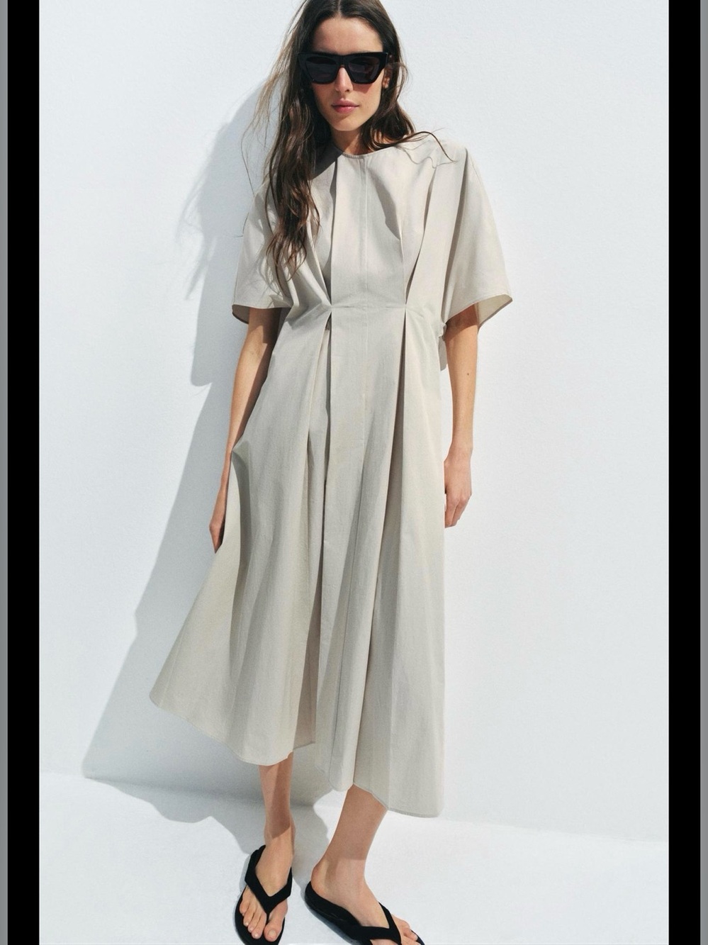 ZARA -ZW COLLECTION PLEATED POPLIN DRESS
